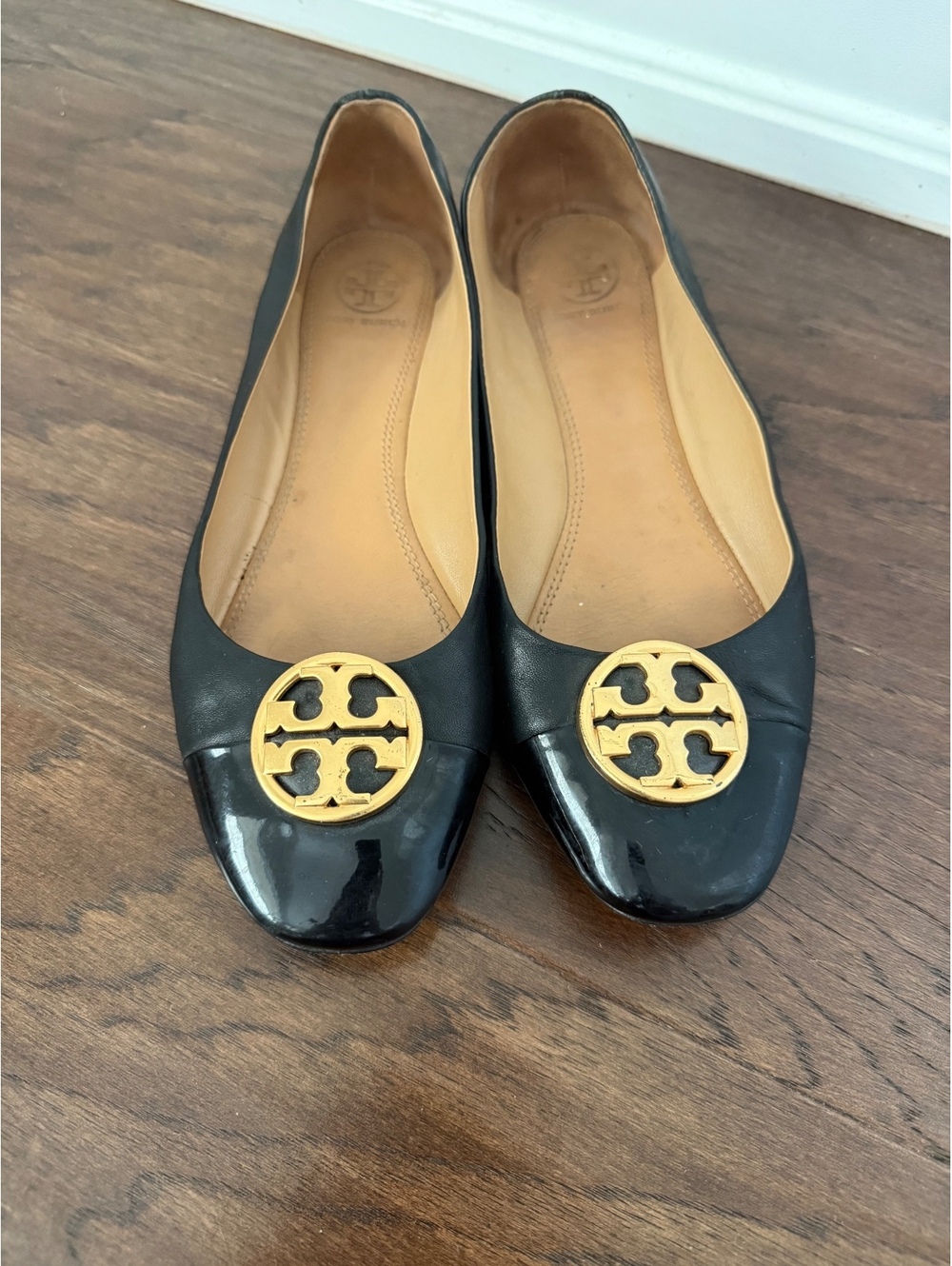 Tory Burch Chelsea Cap-Toe Ballet Flats Black Sz 8.5
